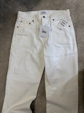 pistola Womens White Straight Jeans with Copper Rivets
